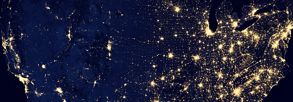 Satellite photo United States at night